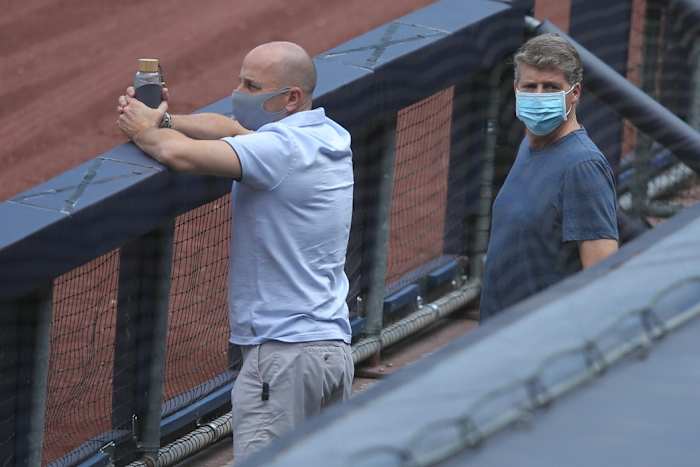 Yankees GM Brian Cashman with owner Hal Steinbrenner